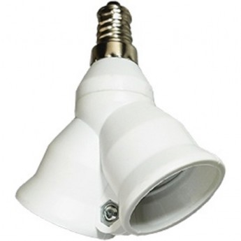 Переходник ECOLA BASE с цоколя E14 на 2хE27 Белый Переходник ECOLA BASE с цоколя E14 на 2хE27 Белый