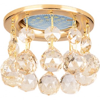 Светильник ECOLA MR16 CR1002 GU5.3 Glass Стекло Круг с большими хруст. на прямом подвесе Тонированный / Золото 84x90